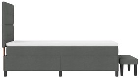 Box Spring ágy matraccal és paddal, sötétszürke, 90x190 cm, textil.