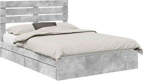 vidaXL Tárolós Ágy fejtámlával Beton Szürke 150 x 200 cm Faanyag