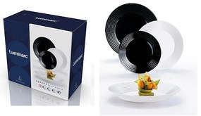 Luminarc HARENA üveg étkészlet 18 részes 6 személyes fehér fekete N1518
