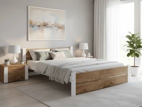 IKAROS DOUBLE ágy 180 x 200 cm, tölgy artisan/fehér Ágyrács: Léces ágyrács, Matrac: Somnia matrac 18 cm