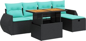 vidaXL 6 részes barna polyrattan akácfa kerti ülőgarnitúra párnával