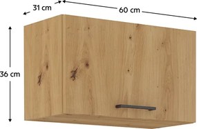 Felső szekrény, artisan tölgy, MONRO 60 GU-36 1F