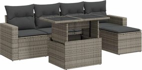 vidaXL 6 részes szürke polyrattan kerti ülőgarnitúra párnákkal