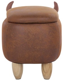 Barna műbőr állatos puff 60 x 35 cm COW Beliani
