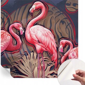 Öntapadós tapéta Divatos 3D fali ragasztóval Rózsaszín flamingók 250x250 cm