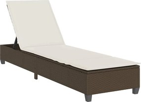 vidaXL barna polyrattan napozóágy párnákkal 55x200x25,5 cm
