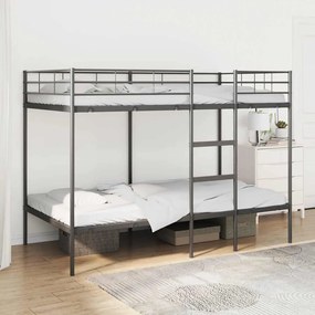 fekete acél emeletes ágy matrac nélkül 100 x 200 cm