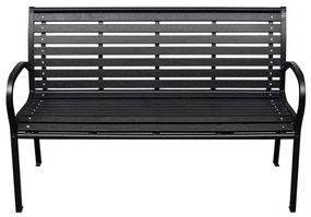 fekete acél és WPC kerti pad 116 cm