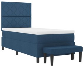 Boxspring Ágy Matraccal és Pad Kék 100x200 cm Szövet