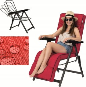 Kerti napozóágy párnával Összecsukható kerti szék párnával és lábtartóval