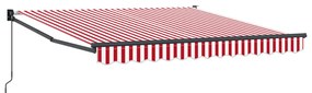 Manuális Behúzható Napellenző Piros és Fehér Csík 300x250 cm