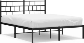 vidaXL fekete fém ágykeret fejtámlával 120 x 200 cm