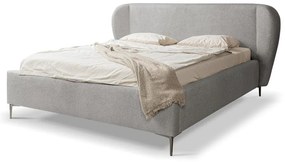 Világosszürke kárpitozott franciaágy ágyráccsal 140x200 cm Makana – Makamii