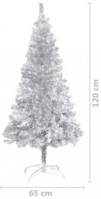 ezüstszínű PET műkarácsonyfa állvánnyal 120 cm