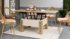 Mazzoni OSLO Artisan Tölgy/Bézs (Pezsgő) - NYITHATÓ/MAGASÍTHATÓ DOHÁNYZÓASZTAL ÉTKEZŐASZTAL ÉS DOHÁNYZÓASZTAL EGYBEN