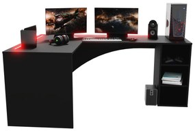 Sarok PC asztal Carbon (fekete) (B)(RGB világítással). 1054965