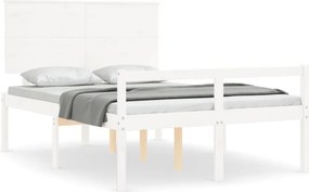 vidaXL fehér tömör fa ágy időseknek fejtámlával 140x190 cm