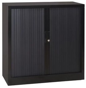 Manutan Expert redőnyös fém irattartó szekrény, 105 x 100 x 45 cm, fekete