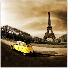Poszterek 140x140 Sárga autó és torony