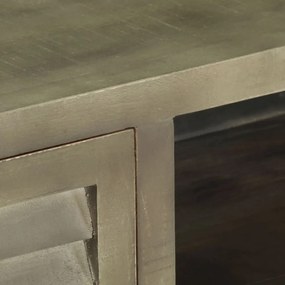 szürke tömör mangófa TV-szekrény sárgarézzel 110x30x48 cm