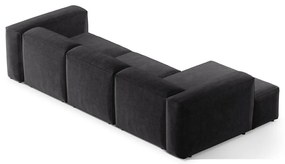 Sötétszürke kordbársony sarokkanapé (bal oldali-heverő résszel) Bergano – Cosmopolitan Design