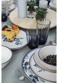 24 részes étkészlet, fehér/kék, kerámia