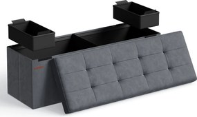 Összecsukható Puff Tárolópad 38 x 110 x 38 cm,  300 kg teherbírás, szürke