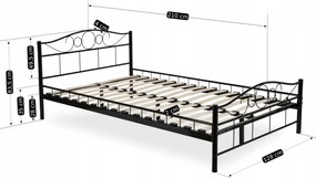 Fekete fém ágykeret 120x200 cm GRIFFIN