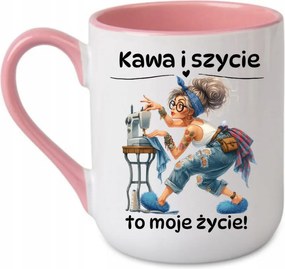 Bögre Kávé és varrás az életem Ajándék Varrónőnek Rózsaszín 330 coffee