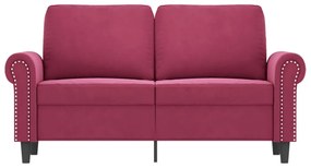 kétszemélyes bordó bársony kanapé 120 cm