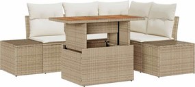 vidaXL Kerti Kanapé Szett tárolóval 5 pcs Bézs Poli rattan