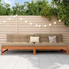 Kerti Középső Kanapé Tömör fenyő Viaszbarna 240 x 84 x 70 cm