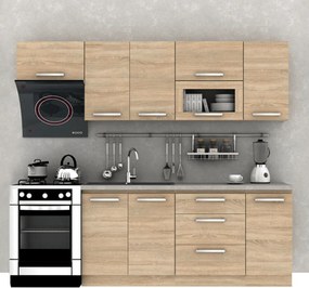 Konyhabútor 2,4 m, tölgy sonoma, NOVA PLUS