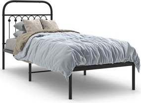 vidaXL fekete fém ágykeret fejtámlával 75 x 190 cm