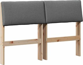 vidaXL Kárpitozott fejtámla Sötétszürke 120 cm Tömör fenyőfa