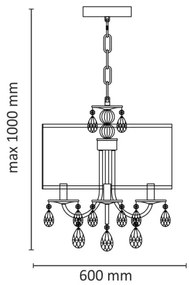 BRESSO láncos csillár 4xE14/12W/230V fekete