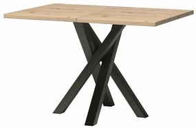 Asztal Stanton H112Artisan tölgy, Fekete, 75x80x120cm, Hosszabbíthatóság, Laminált forgácslap, Fém