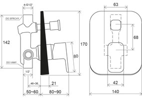 Ravak X070134 - FREE falba süllyesztett zuhanycsaptelep, fényes króm