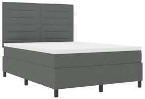 vidaXL rugós ágy matraccal és LED világítással, sötétszürke, 140 x 200 cm, szövet