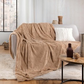 Világosbarna mikroplüss takaró 180x220 cm Foxy – douceur d'intérieur
