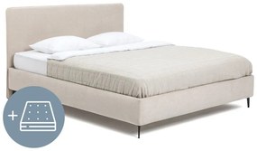 Bézs kárpitozott franciaágy matraccal, ágyráccsal 160x200 cm Noira Slim – Bonami Selection