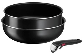 Tefal - Serpenyőkészlet 3 db INGENIO EASY COOK &amp; CLEAN BLACK