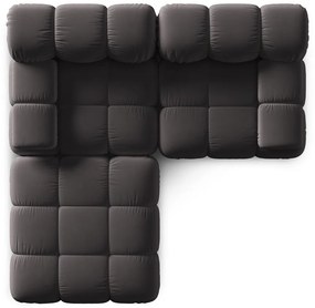 Sötétszürke bársony sarokkanapé Bellis – Micadoni Home