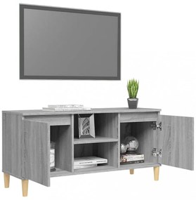 szürke sonoma színű TV-szekrény tömör falábakkal 103,5x35x50 cm