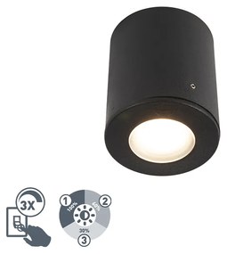 Modern felületszerelt reflektor fekete IP55 GU10-es izzóval - Franca