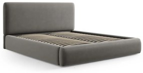 Szürke kárpitozott ágyneműtartós franciaágy ágyráccsal 140x200 cm Colonel – Cosmopolitan Design