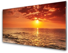 Üvegkép falra Sea Sun Landscape 125x50 cm 2 fogas