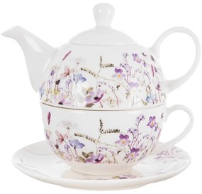 Fehér-lila porcelán teázó szett Louka – Orion