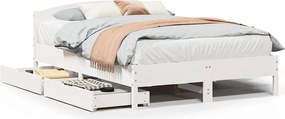 vidaXL fehér tömör fenyőfa ágy matrac nélkül 120 x 190 cm