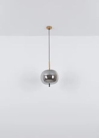 Globo 15345-8MM Függeszték réz matt fém váz, füstszínű 8 különböző méretű, és formájú üvegbúrával. HxSZxM940x340x1200, fényforrás nélkül szállítva 8xE14 40W 230V